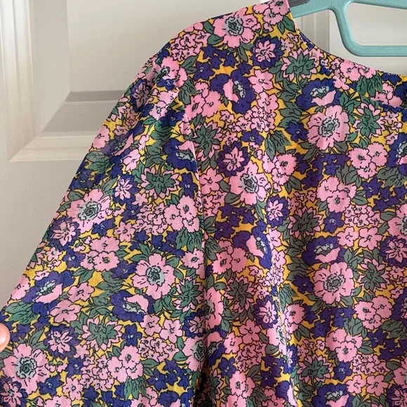 Boden Floral Midi Dress in Pink, Purple, Green, Yellow - Picture 4 of 11
